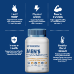 LIFEWORTH  Mens Multivitamin Supplement Tablet With Calcium Vitamin A, E,D, C,B12 and Zinc for Immune Health SupportSupport