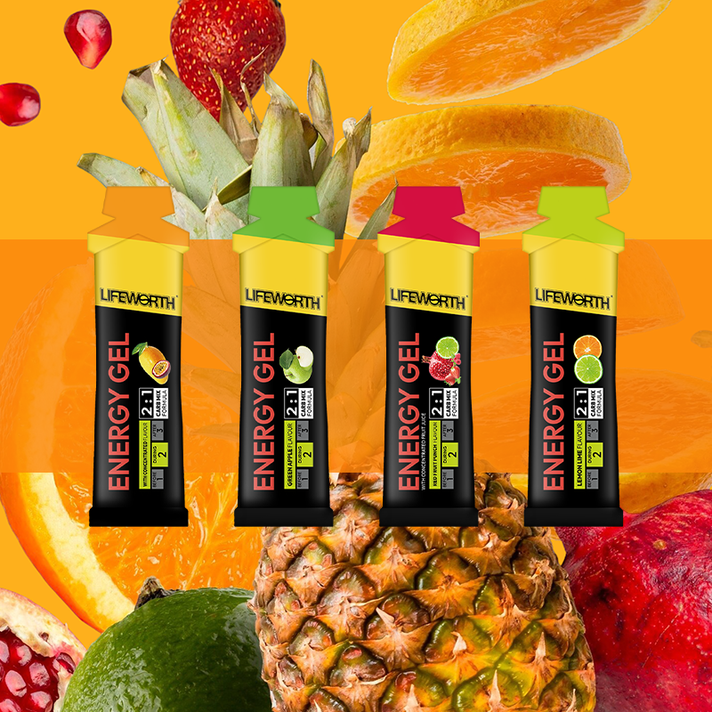 LIFEWORTH Endurance Energy Gel Shots with Caffeine Vitamin B Amino Acids for Running and Cycling