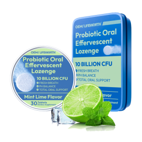 LIFEWORTH Mouth Bad Breath Treatment 10 Billion CFU Tin Dental Probiotics Effervescent Tablets for Teeth and Gums