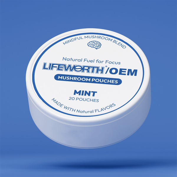 LIFEWORTH  Lion's Mane Mushroom Pouches Can Fresh Mint Flavor for Nootropic and Energy