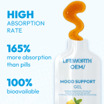 LIFEWORTH Herbal Formula Calm Mood Liquid Gel Supplement with Ashwagandha Magnesium 5-HTP GABA Saffron