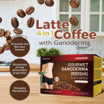 LIFEWORTH GMP Boost Energy Focus 4 in 1 Reishi Ganoderma Mushroom Instant Coffee Powder