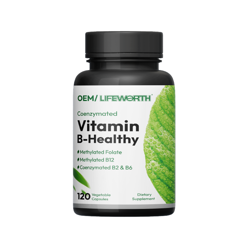LIFEWORTH Good Quality Vegan Folic Acid Vitamin B Complex Capsules for Energy Support and Immune System