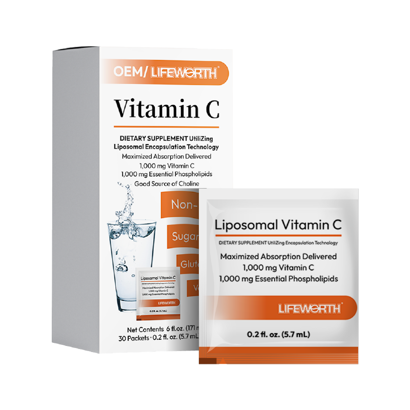 LIFEWORTH Liquid Liposomal Vitamin C Individual Packets Supplement for Immune Support and Collagen Boost