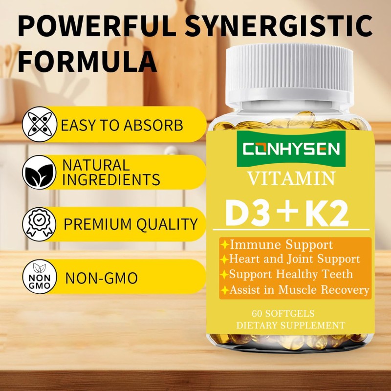 Vitamin D3 K2 Softgel Supplier - OEM Organic 10000IU D3 20mcg K2 Vegan