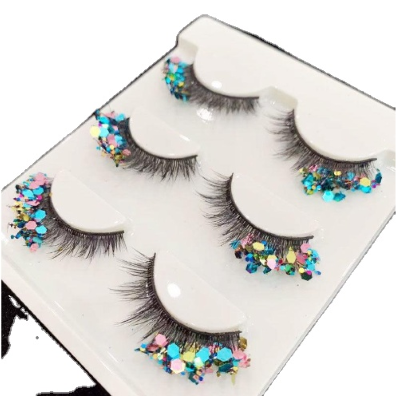 Stage Eyelash Manufacturer - OEM Colorful Sequins Performance