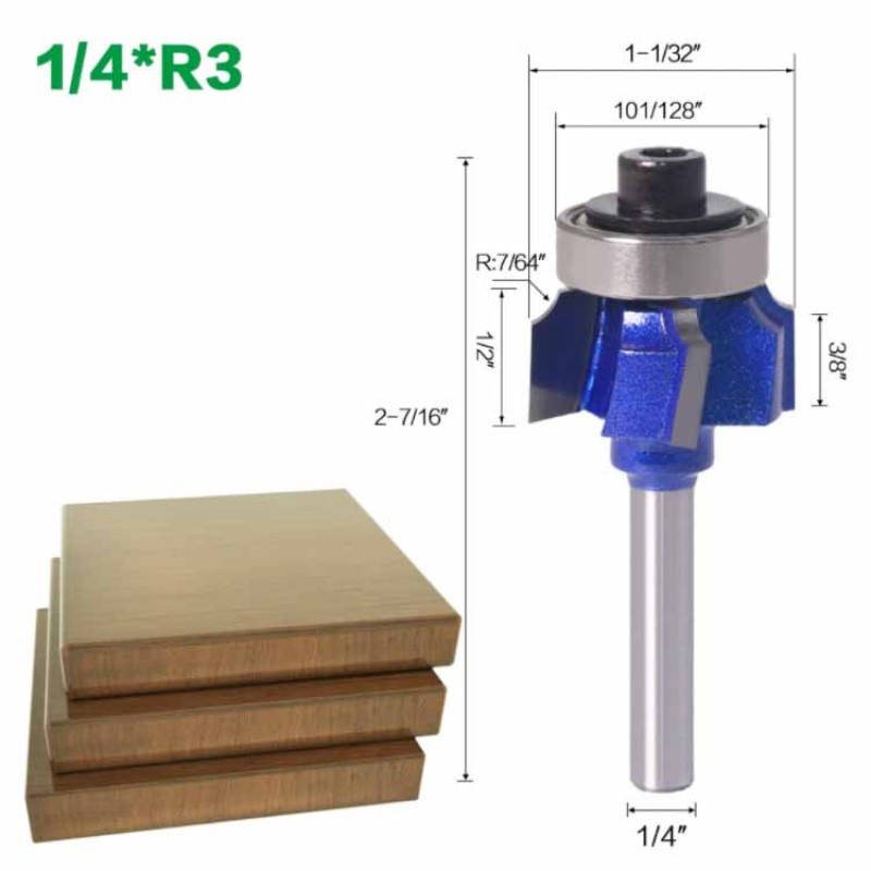 Router Bit Supplier - 1/4" Shank 4 Flutes Wood Milling Cutter R1 R2 R3