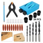 Pocket Hole Jig Factory - 15 Degree Pocket Hole Jig Kit 6/8/10mm 34pcs Set