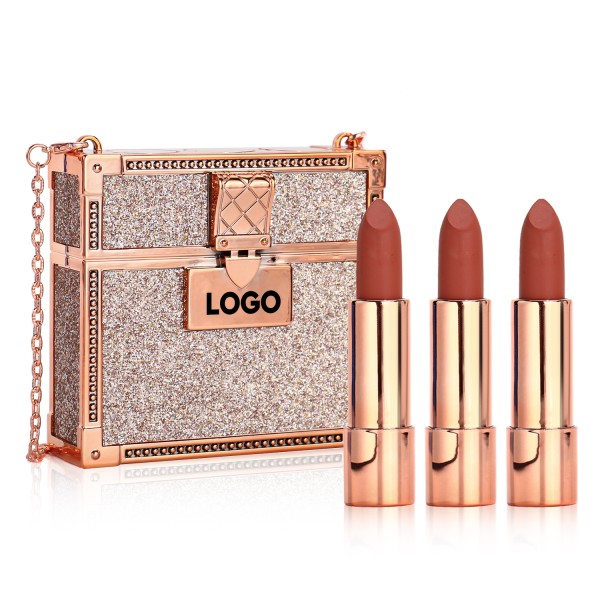 Lipstick Set Supplier - Personalized Matte 3 Piece with Chain Bag Vegan