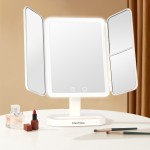 Makeup Mirror Factory - 2024 Top Seller Desktop Trifold Magnified LED Lighted