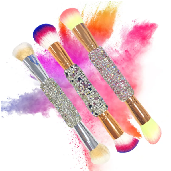 Makeup Brush Manufacturer - Sheer Shimmering Crystal Handle Double End Soft