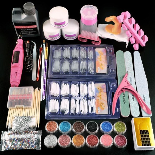 Nail Art Kit Supplier - NK01A Professional Set LED Lamp Acrylic Gel Drill