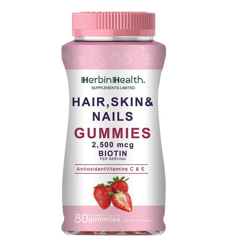OEM Natural Hair Skin and Nails Collagen Gummies of Multivitamin Support Hydrate Hair Revitalize Skin and Nourish Nails