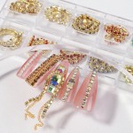 Nail Charms Manufacturer - 12 Grid Metal Chains Manicure Jewelry 3D