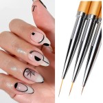 Nail Art Brush Supplier - 3pcs High Quality Metal Handle Luxury Line Pen
