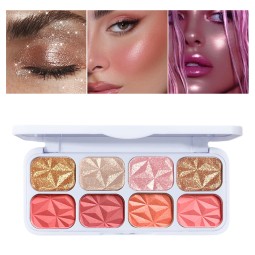 Blush Powder Factory - 8 Color Press Powder Shimmer Face Makeup Cheek Blush