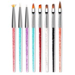 Manicure Brush Set Factory - 7pcs/set Crystal Handle UV Gel Painting Pen