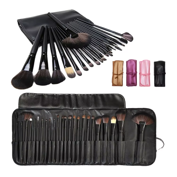 Travel Makeup Brushes Factory - 24pcs Plastic Handle Flat Bristle Eyelash