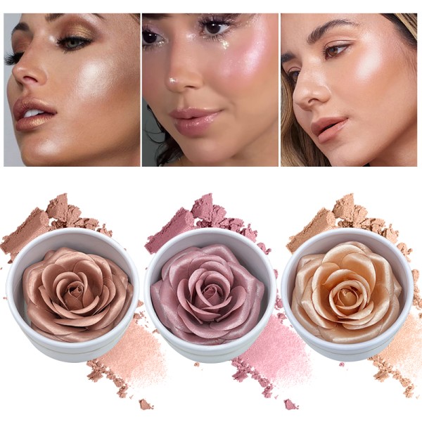 Rose Blush Supplier - 3D Rose Blush Highlighter Cheek Contour Flower Petals