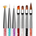 Manicure Brush Set Factory - 7pcs/set Crystal Handle UV Gel Painting Pen