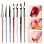 Manicure Brush Set Factory - 7pcs/set Crystal Handle UV Gel Painting Pen