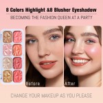 Blush Powder Factory - 8 Color Press Powder Shimmer Face Makeup Cheek Blush