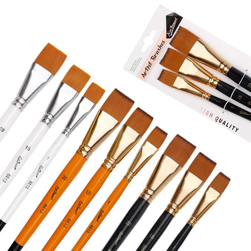 Painting Brush Set Factory - 3PCS/Set Oil Painting 3Color Big Flat Head
