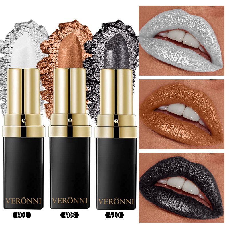 Glitter Lipstick Factory - 10 Color Waterproof Full Coverage Pearlescent