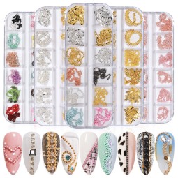 Nail Charms Supplier - New Small Chain Accessories 12 Box Gold Silver