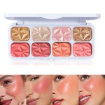 Blush Powder Factory - 8 Color Press Powder Shimmer Face Makeup Cheek Blush