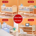 Baby Crib Supplier - Multifunctional Solid Wood Cradle with Mobile Splicing