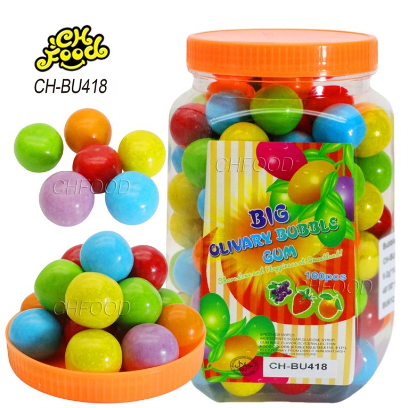 Manufacturer Wholesale OEM Fruit Flavor Ball Bubble Gum Halal Chewing Gum Candy Sweets