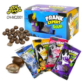 低起订量恶作剧专家酸糖批发和OEM甜水果味酸硬糖廉价糖果清真小吃