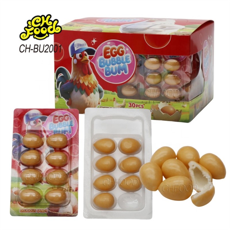Low MOQ Wholesale Fruit Flavor Small Egg Shape Bubble Gum Halal Chewing Gum Candy Sweets