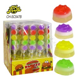 Fruit Flavor Hamburger Jelly Gummy Candy Lollipop Sweets Soft Candy