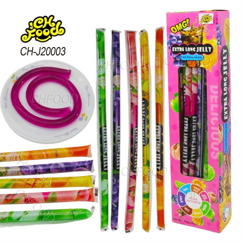 Low MOQ Wholesale Blueberry Mango Orange Peach and Apple Flavors Long Stick Fruity Jelly Pudding Candy Sweets for Kids