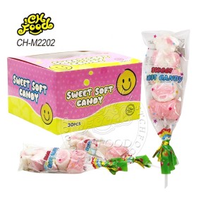 Customized Halal BBQ Cartoon Heart and  Flower Shape Marshmallow Lollipop Cotton Soft Candy Sweets