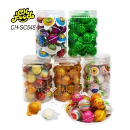 Cartoon Animal watermelon Hamburger Eyeball and Planet Fruit Jelly Filled Gummy Candy Ball Sweets