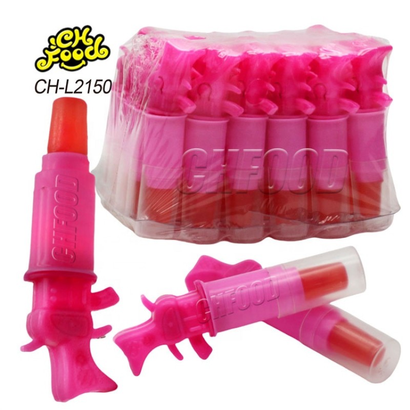 Wholesale and OEM Hot Selling Plastic Electric Light Gun Toys Lipstick Lollipop Hard Candy Sweets for Kids