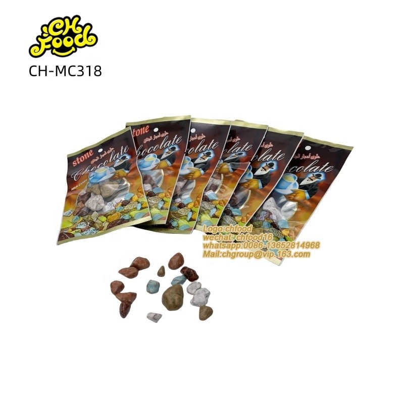 Crispy Coated Chocolate Flavor Stone Shape Chewy Milk Candy