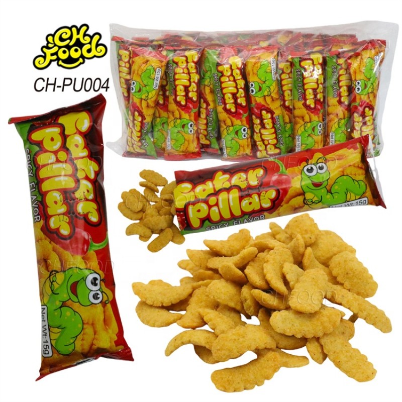 Custom Salty and Crispy Delicious Caterpillar Puffed Food Snack for Kids