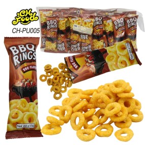Wholesale Savory and Crispy  BBQ Rings Puffed Food Snack Halal for Kids