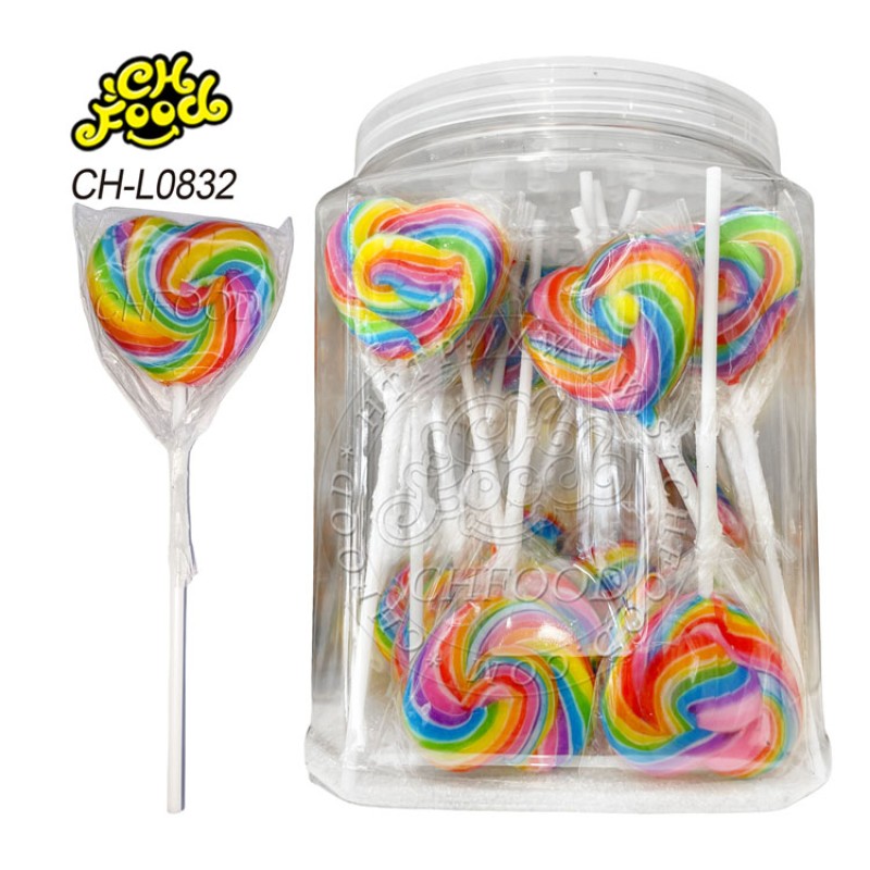 Colorful Heart Shape Lollipop Rainbow Candy