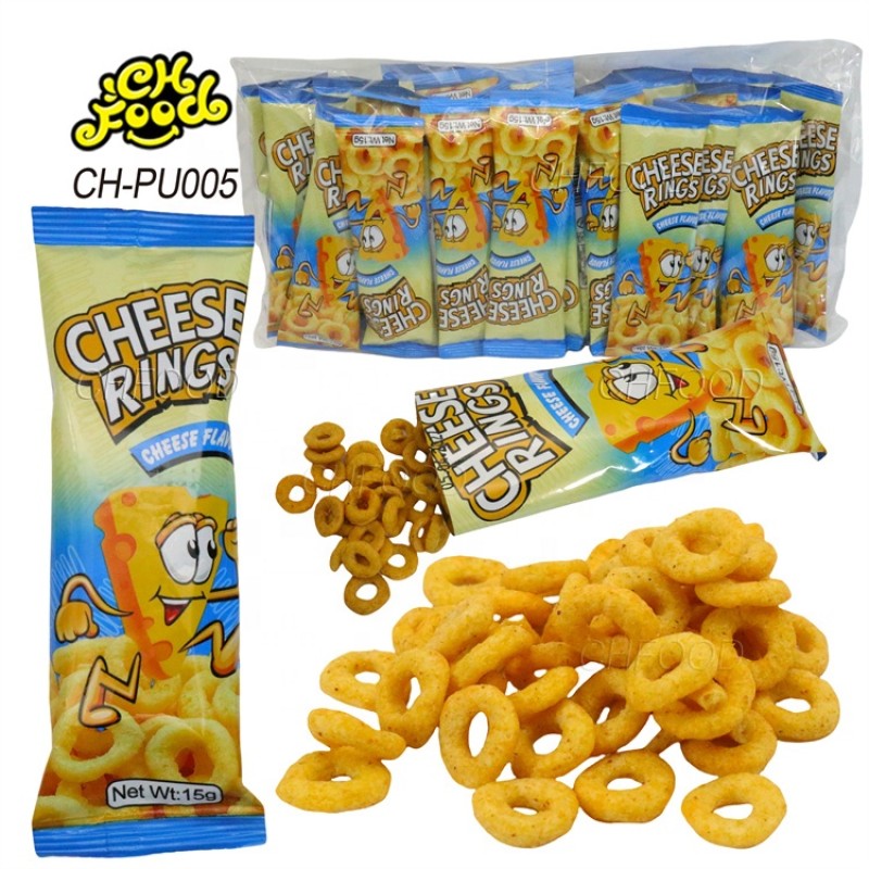Wholesale Savory and Crispy Cheese Rings Puffed Food Snack Halal for Kids