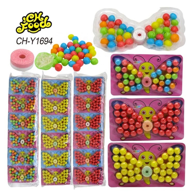 2025 New Butterfly Shape Candy Toy for Kids Colorful Puffed Candy with Whistle Tablet Candy