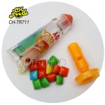 China Candy Sweets Wholesale Custom Private Label Cartoon Whistle Umbrella-Shaped Crayons Candy Toy with Square Chewing Gum