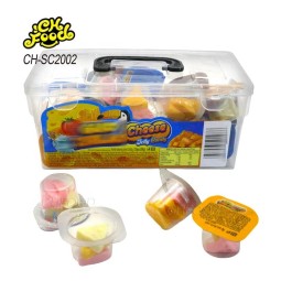 Wholesale New 3 in 1 Fruit Mango Strawberry and Milk Flavor 3d Cheese Shape Gummy Jelly Soft Candy Sweets Snack