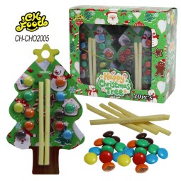 Christmas Candy Christmas Trees Shape Candy Toy for Kids Colorful Chocolate Bean with CC Stick Sour Powder Candy Sweets