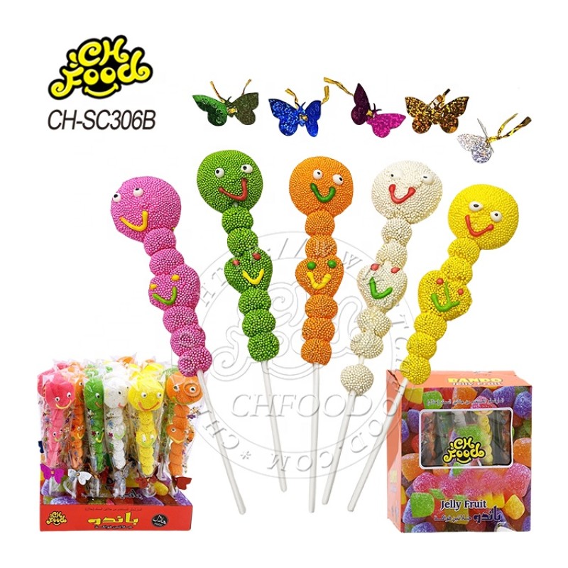 Cartoon Caterpillar Gummy Candy Lollipop Jelly Fruit Soft Candy Sweets