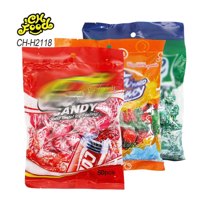 Wholesale Cola Orange Lemon Soda Flavor Hard Boiled Candy Halal Menthol Hard Candy China OEM